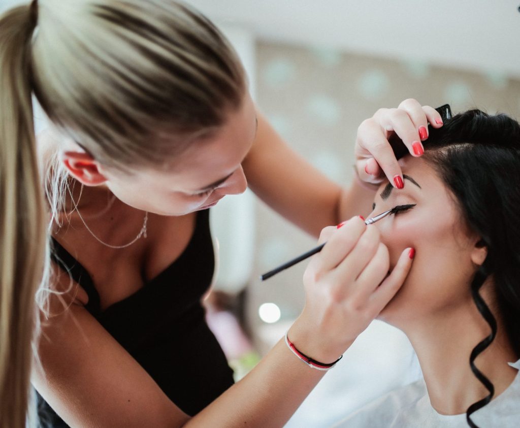 Professional bridal makeup preparation wedding morning