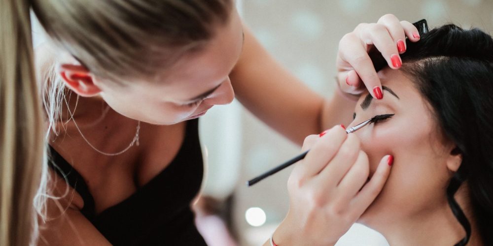 Professional bridal makeup preparation wedding morning